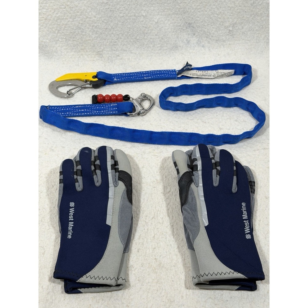 West Marine Sailing Gloves Large XL Sporting Lives Safety Tether Boating Bundle